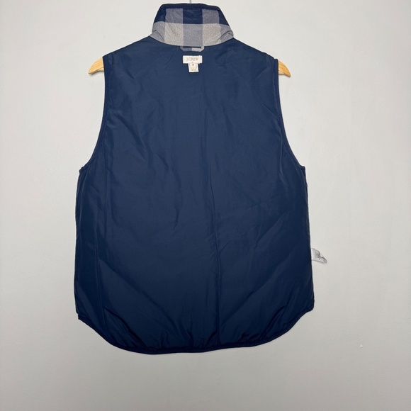 J. Crew Excursion Women's Quilted Puffer Vest Blue Buffalo Plaid Sz Medium - Picture 5 of 6
